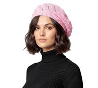 Basic Sense Cotton Crochet Beret for Women - Lightweight Slouchy Beanie for Hair Loss, Thinning & Scalp Sensitivity - Breathable Open Knit French Style Summer Hat, Leaf Baby Pink