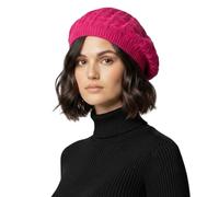 Basic Sense Cotton Crochet Beret for Women - Lightweight Slouchy Beanie for Hair Loss, Thinning & Scalp Sensitivity - Breathable Open Knit French Style Summer Hat, Cable Fuchsia