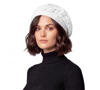 Basic Sense Cotton Crochet Beret for Women - Lightweight Slouchy Beanie for Hair Loss, Thinning & Scalp Sensitivity - Breathable Open Knit French Style Summer Hat, Cable White