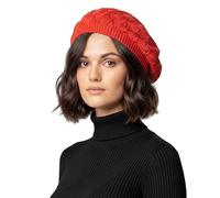 Basic Sense Cotton Crochet Beret for Women - Lightweight Slouchy Beanie for Hair Loss, Thinning & Scalp Sensitivity - Breathable Open Knit French Style Summer Hat, Leaf Red