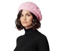 Basic Sense Cotton Crochet Beret for Women - Lightweight Slouchy Beanie for Hair Loss, Thinning & Scalp Sensitivity - Breathable Open Knit French Style Summer Hat, Cable Baby Pink