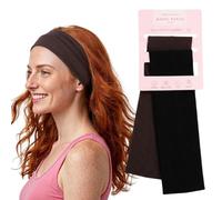 Basic Sense Cotton Sweat Headbands for Women 2PCS, Black - Dark Brown
