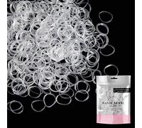 Basic Sense EXTRA STRONG Hair Rubber Elastics for Kids, Stretchy Braiding Bands for Girls, Small, 500 PCS, Clear
