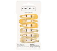 Basic Sense Gingham Check Metal Bobby Pins for Girls School Hair Accessories, A pack of 6pcs, Durable and Stylish, Yellow
