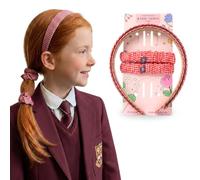 Basic Sense Girls Gingham School Headband & Scrunchie Set, Red | 4 pieces: 2 gingham school headbands and 2 matching scrunchies, non-slip lining, for primary school uniform