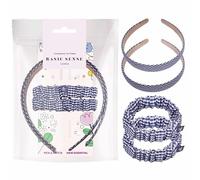 Basic Sense Girls Headbands & Scrunchies Set - 2 Non-Slip Hairbands & 2 Elastic Scrunchie Hair Ties for School Uniform Wear, Navy
