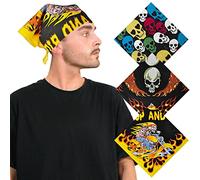 Basic Sense Gothic Bandana Skull Crossbone Pirate Bandanna 100% Cotton Biker Novelty Headwear Scarf Handkerchief Cowboy (Combo C)