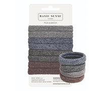 Basic Sense Gym Hair Ties - Unique Soft Jersey Bobbles, Strong Hold Seamless Elastics, Metal-Free for Active Lifestyles, Grey