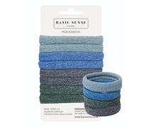 Basic Sense Gym Hair Ties - Unique Soft Jersey Bobbles, Strong Hold Seamless Elastics, Metal-Free for Active Lifestyles, Blue