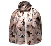 Basic Sense Horse Print Satin Stripe Scarf, Hoof Gold