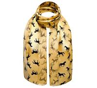 Basic Sense Horse Print Satin Stripe Scarf, Small Gold