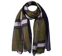 Basic Sense Luxurious Reversable Traditional Ombre Giant Tartan Checked Oversized Lightweight Shawl Scarf, Olive Green