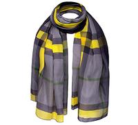 Basic Sense Luxurious Reversable Traditional Ombre Giant Tartan Checked Oversized Lightweight Shawl Scarf, Light Grey