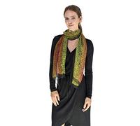 Basic Sense Luxurious Silk Blend Leopard Animal Print Tie Dye Bold Reversable Oblong Neck Scarf, Green