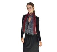 Basic Sense Luxurious Silk Blend Leopard Animal Print Tie Dye Bold Reversable Oblong Neck Scarf, Red