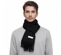 Basic Sense Mens & Womens Scarf, Plain Soft 100% Wool for Winter Commutes | 190 x 32cm of Mongolian 100% wool, a hand-tied fringe and one plain block colour, for women and men who feel the cold