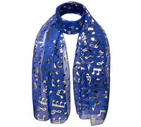 Basic Sense Music Note Foiled Light Weight Scarf, Royal Blue