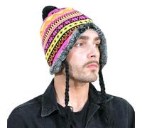 Basic Sense Peruvian Winter Hats with Tassle Snowflake Fleece-Lined Warm for Unisex Men Women, 116 - Neon Pink