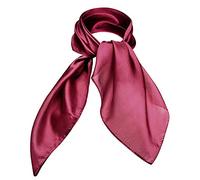 Basic Sense Plain 100% Genuine Mulberry Silk Small Square Scarf, 55 x 55cm (21.5 x 21.5 inches), Burgundy