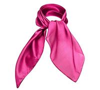 Basic Sense Plain 100% Genuine Mulberry Silk Small Square Scarf, 55 x 55cm (21.5 x 21.5 inches), Fuchsia