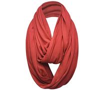 Basic Sense Plain 50% Cotton Blend Jersey Snood Scarf, Red