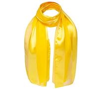 Basic Sense Satin Neck Scarf for Women Long Chiffon, Yellow