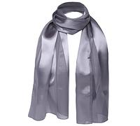 Basic Sense Satin Neck Scarf for Women Long Lightweight Chiffon | 34 x 148cm / 13.5 x 58.5in oblong satin stripe chiffon, glossy drape, 34 shades to layer with any outfit