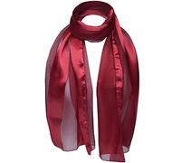Basic Sense Satin Neck Scarf for Women Long Lightweight Chiffon | 34 x 148cm / 13.5 x 58.5in oblong satin stripe chiffon, glossy drape, 34 shades to layer with any outfit