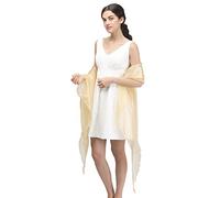 Basic Sense Sheer Shimmer Iridescent Shawl Wrap (100 x 21.5), Champagne Gold