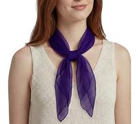 Basic Sense Square Scarf - Embossed Organza-Feel Sheer Necktie - 1950s 60s Retro Style Lightweight Headwrap for Women & Groups - 24 x 24 inches, Purple