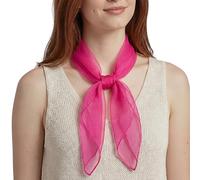 Basic Sense Square Scarf - Embossed Organza-Feel Sheer Necktie - 1950s 60s Retro Style Lightweight Headwrap for Women & Groups - 24 x 24 inches, Fuchsia