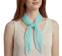 Basic Sense Square Scarf - Embossed Organza-Feel Sheer Necktie - 1950s 60s Retro Style Lightweight Headwrap for Women & Groups - 24 x 24 inches, Aqua