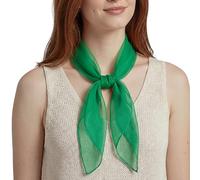 Basic Sense Square Scarf - Embossed Organza-Feel Sheer Necktie - 1950s 60s Retro Style Lightweight Headwrap for Women & Groups - 24 x 24 inches, Green