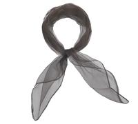 Basic Sense Square Scarf - Embossed Organza-Feel Sheer Necktie - 1950s 60s Retro Style Lightweight Headwrap for Women & Groups - 24 x 24 inches, Dark Grey