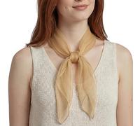 Basic Sense Square Scarf - Embossed Organza-Feel Sheer Necktie - 1950s 60s Retro Style Lightweight Headwrap for Women & Groups - 24 x 24 inches, Beige