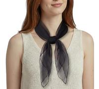 Basic Sense Square Scarf - Embossed Organza-Feel Sheer Necktie - 1950s 60s Retro Style Lightweight Headwrap for Women & Groups - 24 x 24 inches, Black