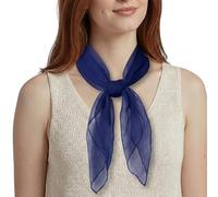 Basic Sense Square Scarf - Embossed Organza-Feel Sheer Necktie - 1950s 60s Retro Style Lightweight Headwrap for Women & Groups - 24 x 24 inches, Navy