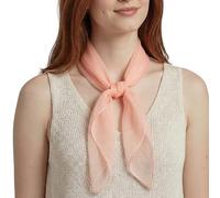 Basic Sense Square Scarf - Embossed Organza-Feel Sheer Necktie - 1950s 60s Retro Style Lightweight Headwrap for Women & Groups - 24 x 24 inches, Peach