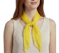 Basic Sense Square Scarf - Embossed Organza-Feel Sheer Necktie - 1950s 60s Retro Style Lightweight Headwrap for Women & Groups - 24 x 24 inches, Yellow