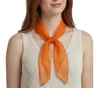 Basic Sense Square Scarf - Embossed Organza-Feel Sheer Necktie - 1950s 60s Retro Style Lightweight Headwrap for Women & Groups - 24 x 24 inches, Orange