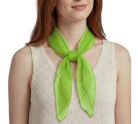 Basic Sense Square Scarf - Embossed Organza-Feel Sheer Necktie - 1950s 60s Retro Style Lightweight Headwrap for Women & Groups - 24 x 24 inches, Apple Green