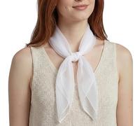Basic Sense Square Scarf - Embossed Organza-Feel Sheer Necktie - 1950s 60s Retro Style Lightweight Headwrap for Women & Groups - 24 x 24 inches, White
