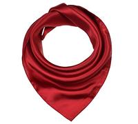 Basic Sense Super Soft Classic 50s 60s Plain Solid Satin Silk Feeling Square Scarf, 20 x 20 inches(50 X 50 cm), Red