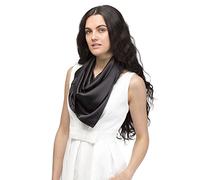Basic Sense Super Soft Classic Plain Solid Satin Silk Feeling Square Scarf, 35 x 35 inches(90 X 90 cm), Black
