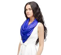 Basic Sense Super Soft Classic Plain Solid Satin Silk Feeling Square Scarf, 35 x 35 inches(90 X 90 cm), Royal Blue