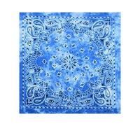 Basic Sense Tie Dye Paisley Bandana, 100% Cotton Bandanna Biker Novelty Headwear Scarf Handkerchief Cowboy, Light Blue