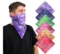 Basic Sense Tie Dye Paisley Bandana, 100% Cotton Bandanna Biker Novelty Headwear Scarf Handkerchief Cowboy, 6pcs Combo B