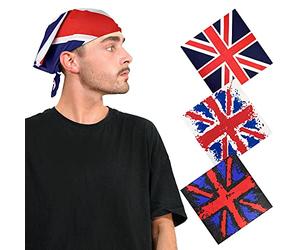 Basic Sense Union Jack Flag 100% Cotton Bandana, 3PCS UK COMBO A