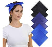 Basic Sense Unisex Men Woman Plain Solid Colour 100% Cotton Bandana Head Neck Wrist Handwrap, Wristband, Scarf, 55 x 55cm (22” x 22”) (6PCS Blue Tone)
