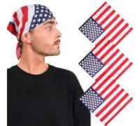 Basic Sense USA Flag Bandana, 100% Cotton Stars and Stripes Patriotic Headwrap, 3PCS
